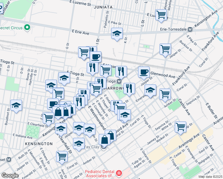 map of restaurants, bars, coffee shops, grocery stores, and more near in Philadelphia