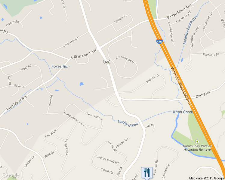 map of restaurants, bars, coffee shops, grocery stores, and more near 701 Sturbridge Drive in Bryn Mawr