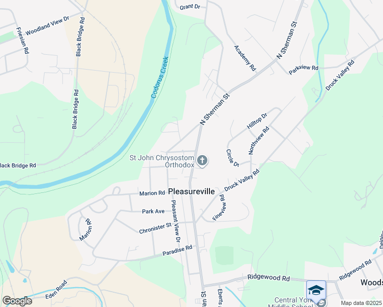 map of restaurants, bars, coffee shops, grocery stores, and more near 2430 North Sherman Street in York