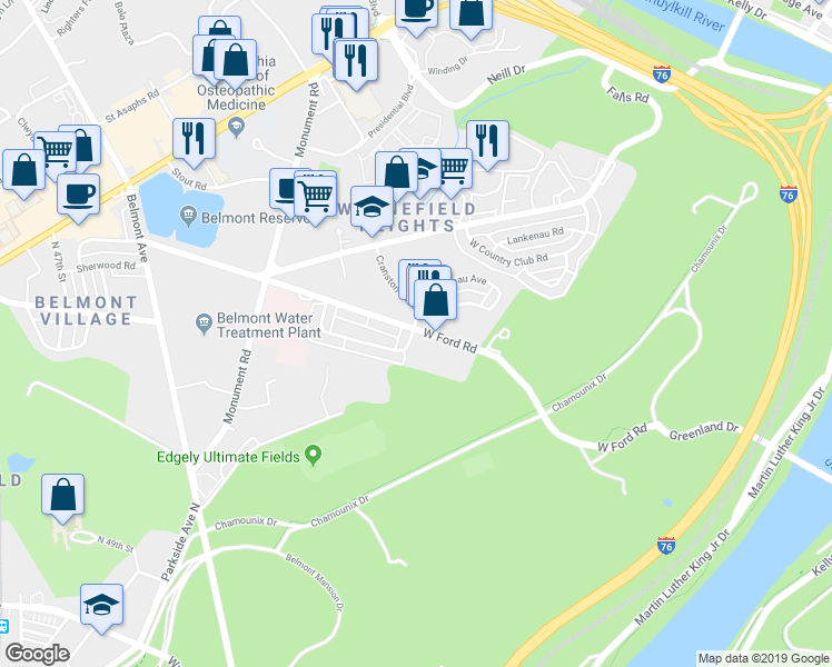 map of restaurants, bars, coffee shops, grocery stores, and more near in Philadelphia