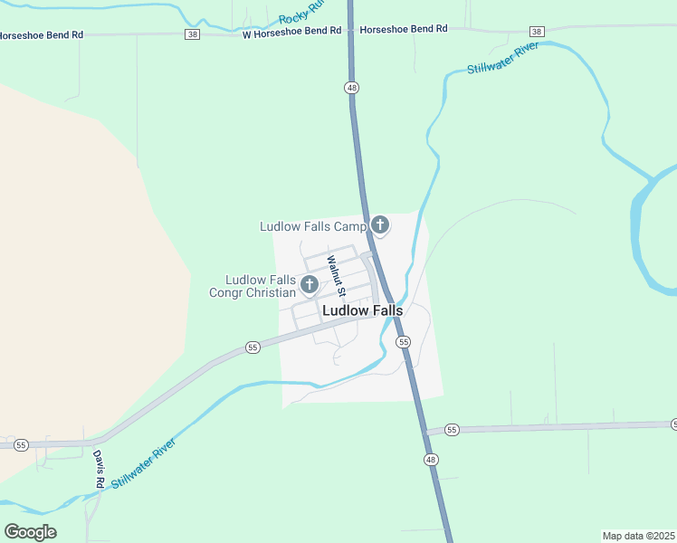 map of restaurants, bars, coffee shops, grocery stores, and more near 115 Vine Street in Ludlow Falls