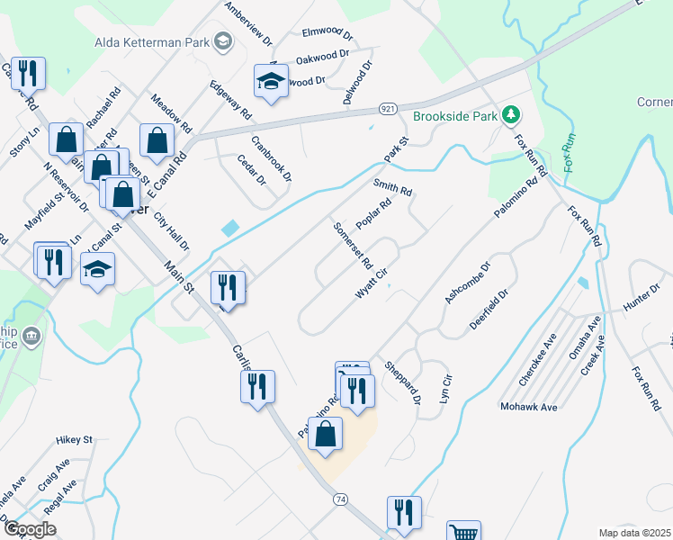 map of restaurants, bars, coffee shops, grocery stores, and more near 1935 Wyatt Circle in Dover