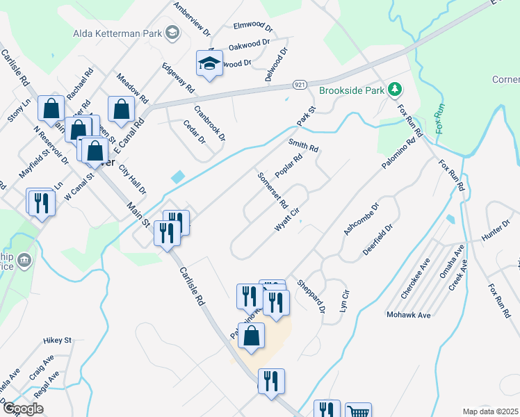 map of restaurants, bars, coffee shops, grocery stores, and more near 1935 Wyatt Circle in Dover