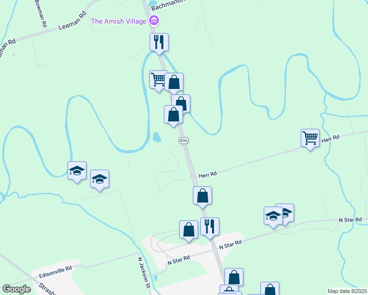 map of restaurants, bars, coffee shops, grocery stores, and more near 240 Hartman Bridge Road in Ronks