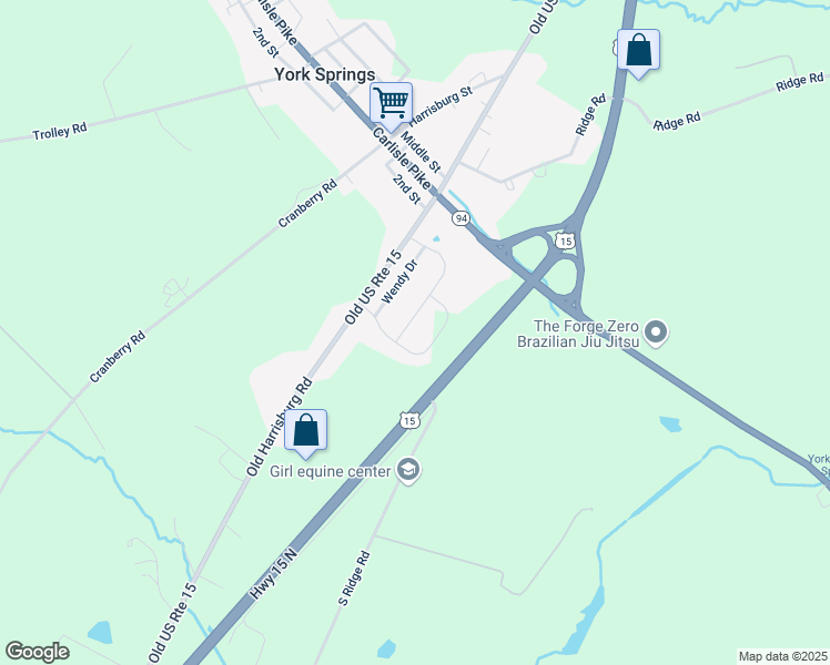 map of restaurants, bars, coffee shops, grocery stores, and more near 140 Tracy Drive in Adams County