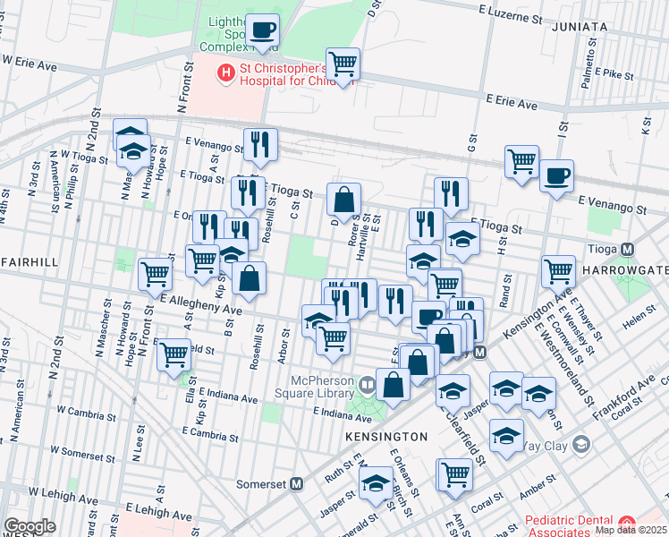 map of restaurants, bars, coffee shops, grocery stores, and more near 3316 Gransback Street in Philadelphia