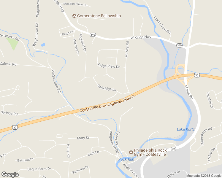 map of restaurants, bars, coffee shops, grocery stores, and more near Coleridge Lane in Chester County
