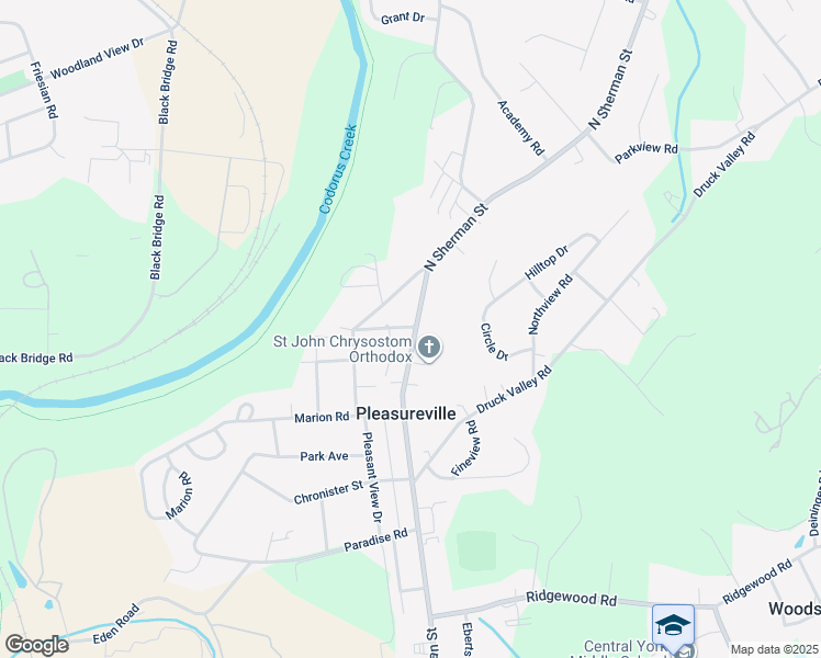 map of restaurants, bars, coffee shops, grocery stores, and more near 2430 North Sherman Street in York