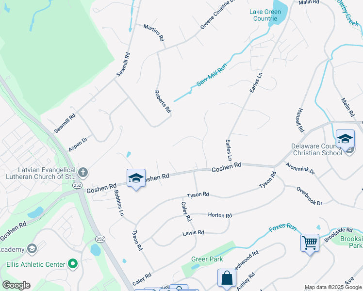 map of restaurants, bars, coffee shops, grocery stores, and more near 3424 Ivy Lane in Newtown Square