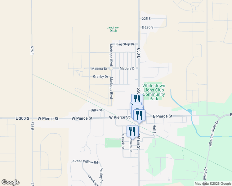 map of restaurants, bars, coffee shops, grocery stores, and more near 200 Uitts Street in Whitestown