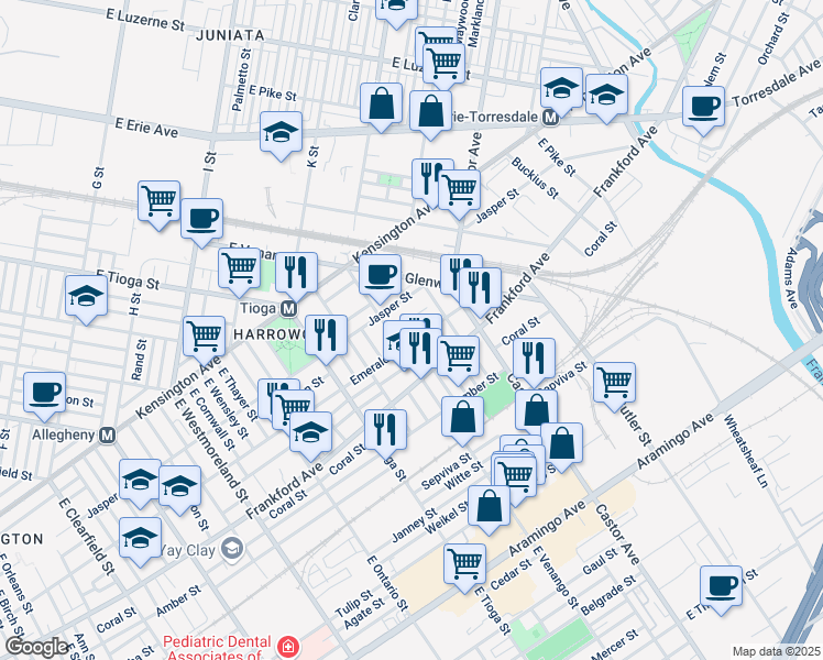 map of restaurants, bars, coffee shops, grocery stores, and more near in Philadelphia