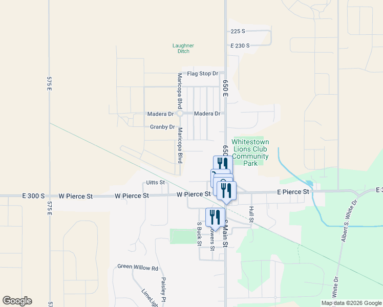 map of restaurants, bars, coffee shops, grocery stores, and more near 6407 Yuma Court in Whitestown