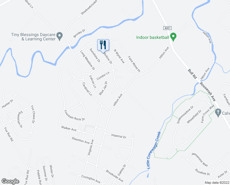 map of restaurants, bars, coffee shops, grocery stores, and more near 3166 Falcon Lane in Dover
