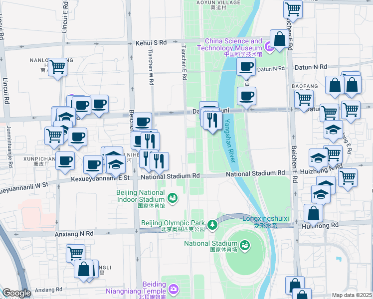 map of restaurants, bars, coffee shops, grocery stores, and more near in 