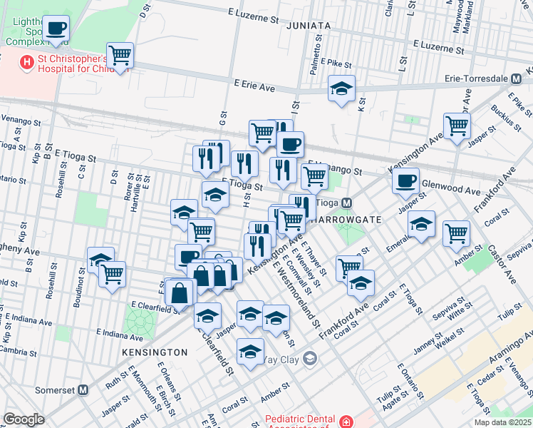 map of restaurants, bars, coffee shops, grocery stores, and more near 949 East Schiller Street in Philadelphia