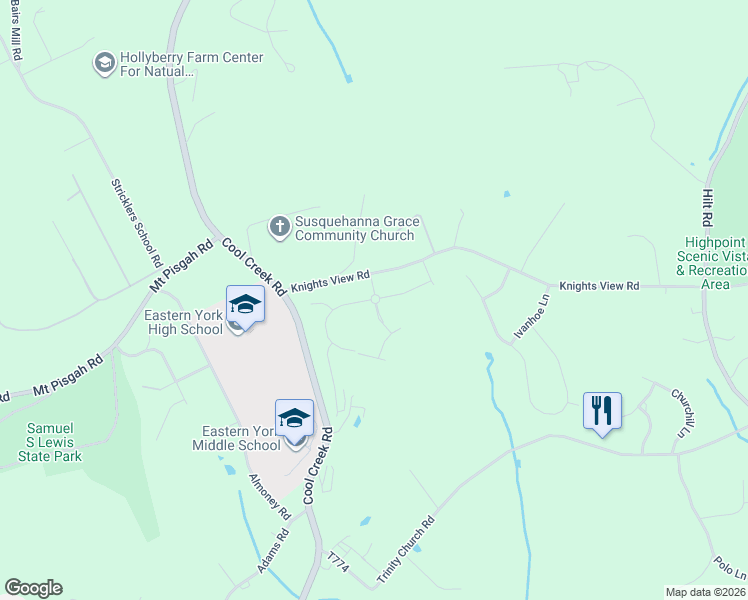 map of restaurants, bars, coffee shops, grocery stores, and more near 1136-1138 Knights View Rd in Wrightsville