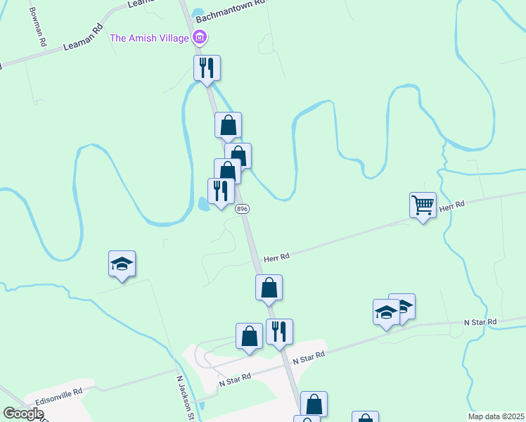 map of restaurants, bars, coffee shops, grocery stores, and more near 245 Hartman Bridge Road in Strasburg