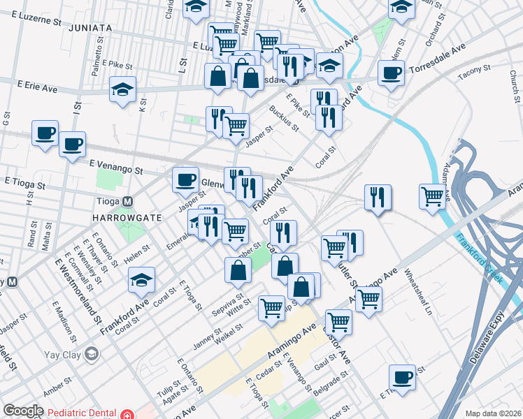 map of restaurants, bars, coffee shops, grocery stores, and more near in Philadelphia