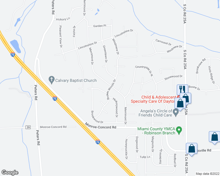 map of restaurants, bars, coffee shops, grocery stores, and more near 2725 Broken Woods Drive in Troy