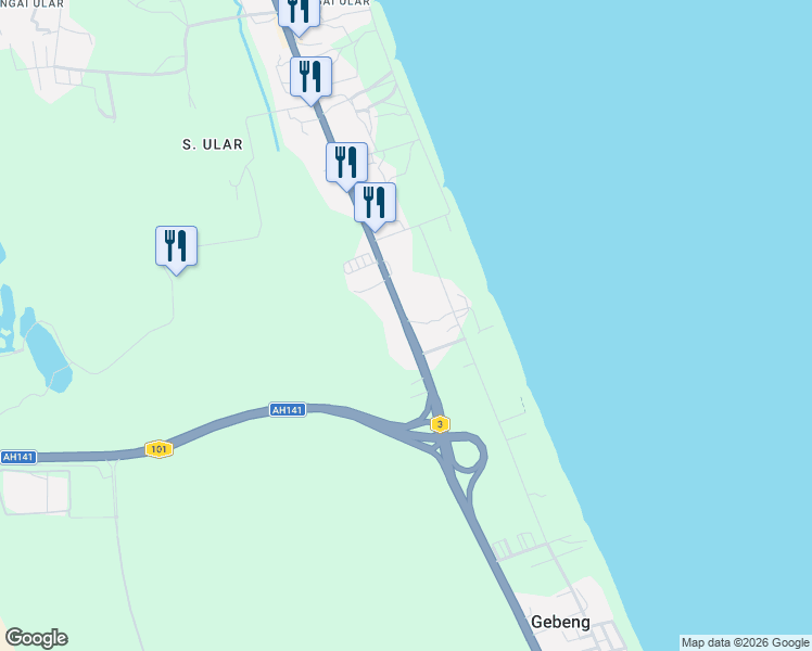 map of restaurants, bars, coffee shops, grocery stores, and more near Jalan Kuantan - Kemaman in Kuantan