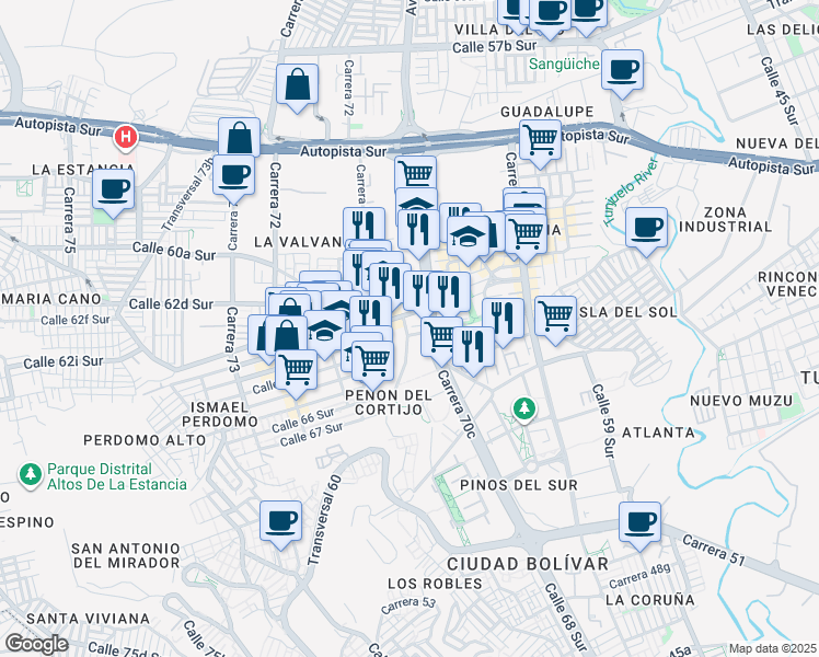 map of restaurants, bars, coffee shops, grocery stores, and more near 62DS2-62DS100 Carrera 70C in Bogota