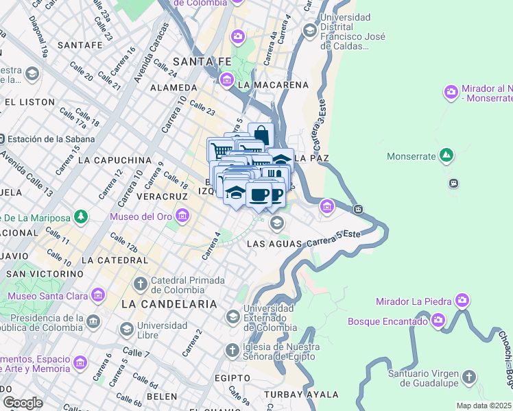 map of restaurants, bars, coffee shops, grocery stores, and more near 2a-10 Calle 19 in Bogotá