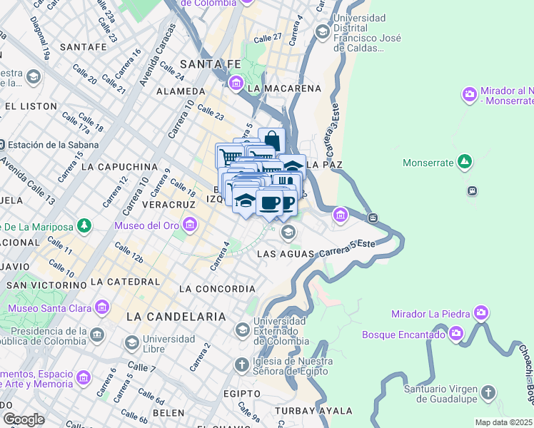 map of restaurants, bars, coffee shops, grocery stores, and more near 2a-10 Calle 19 in Bogotá