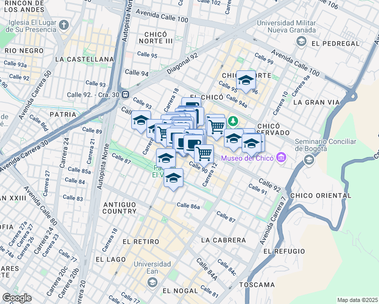 map of restaurants, bars, coffee shops, grocery stores, and more near in Bogotá