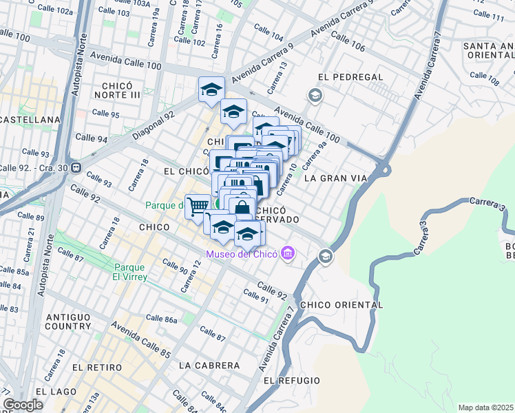 map of restaurants, bars, coffee shops, grocery stores, and more near 0 Carrera 11 in Bogota