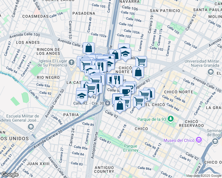 map of restaurants, bars, coffee shops, grocery stores, and more near 941 Transversal 23 in Bogota