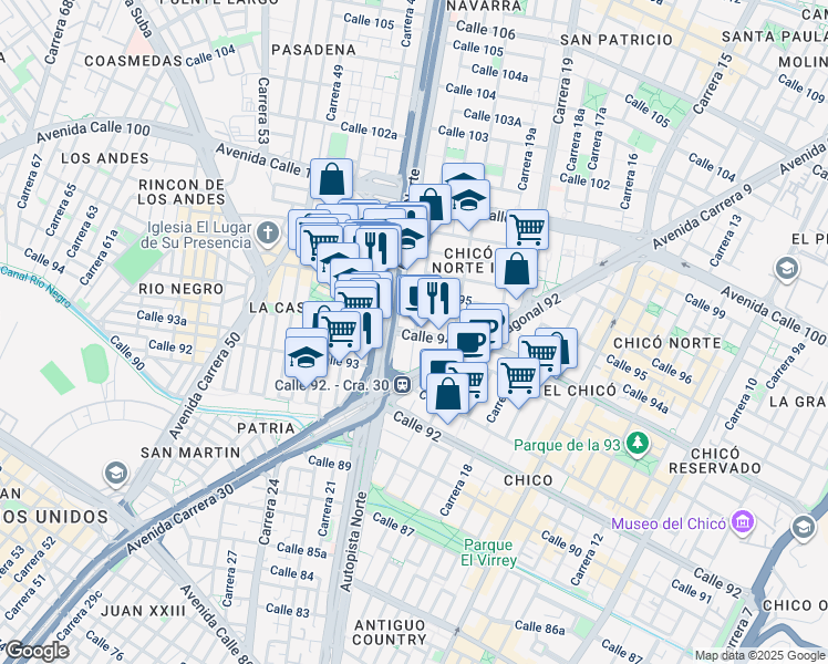map of restaurants, bars, coffee shops, grocery stores, and more near 941 Transversal 23 in Bogota