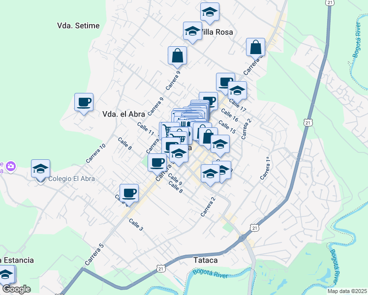 map of restaurants, bars, coffee shops, grocery stores, and more near 132-13100 Carrera 2B in Cota