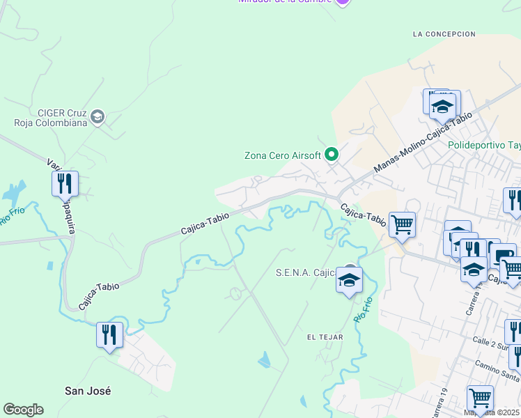 map of restaurants, bars, coffee shops, grocery stores, and more near 27 Tabio - Cajica in Cajicá