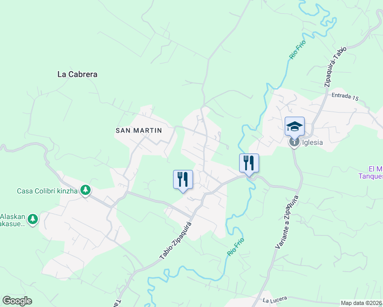 map of restaurants, bars, coffee shops, grocery stores, and more near Vereda Rio Frio in Tabio