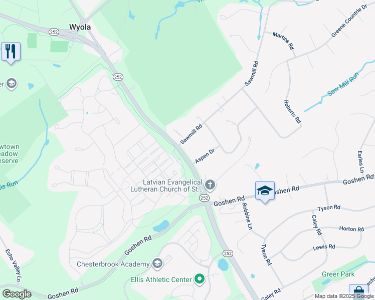 map of restaurants, bars, coffee shops, grocery stores, and more near 335 North Newtown Street Road in Newtown Square