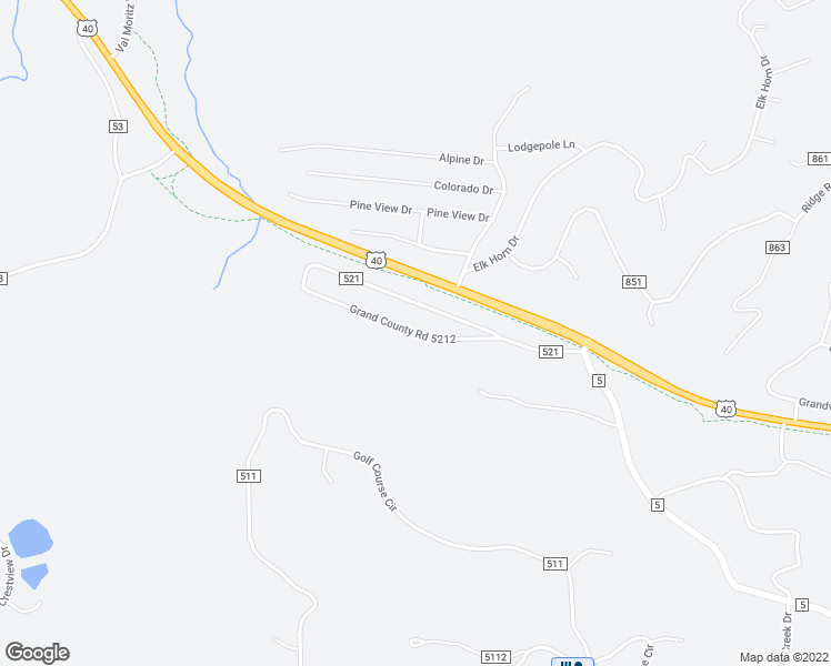 map of restaurants, bars, coffee shops, grocery stores, and more near 411 Grand County Road 5212 in Granby