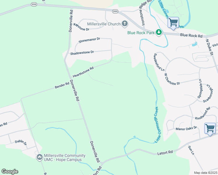 map of restaurants, bars, coffee shops, grocery stores, and more near 120 Stable Drive in Lancaster
