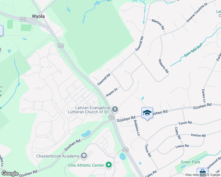 map of restaurants, bars, coffee shops, grocery stores, and more near 4 Aspen Drive in Newtown Square