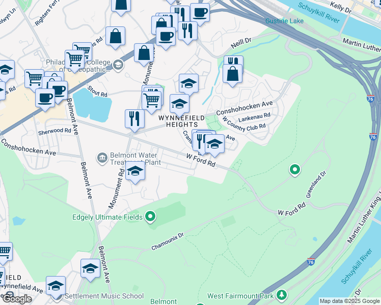 map of restaurants, bars, coffee shops, grocery stores, and more near in Philadelphia