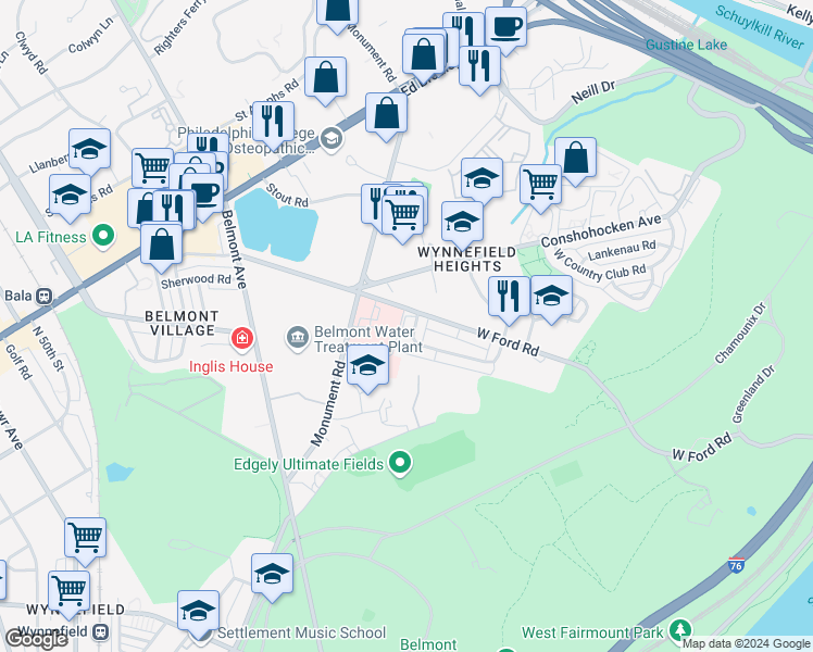 map of restaurants, bars, coffee shops, grocery stores, and more near in Philadelphia