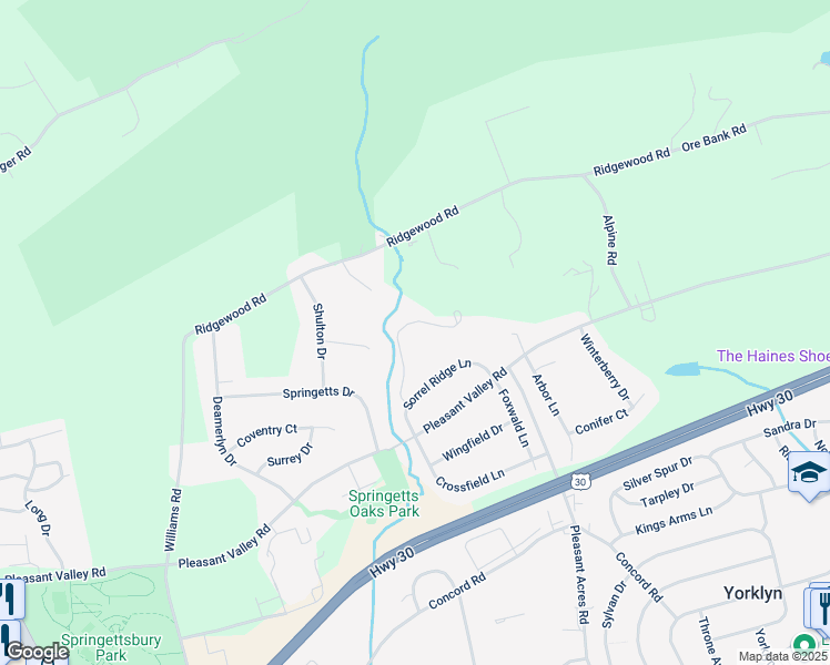 map of restaurants, bars, coffee shops, grocery stores, and more near 1821 Shawan Lane in York