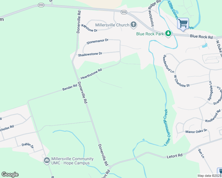 map of restaurants, bars, coffee shops, grocery stores, and more near 120 Stable Drive in Lancaster