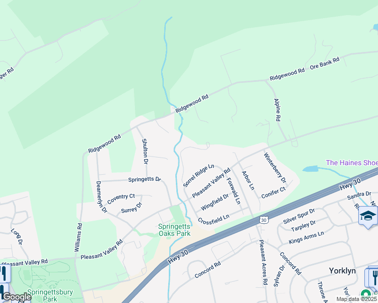 map of restaurants, bars, coffee shops, grocery stores, and more near 1821 Shawan Lane in York
