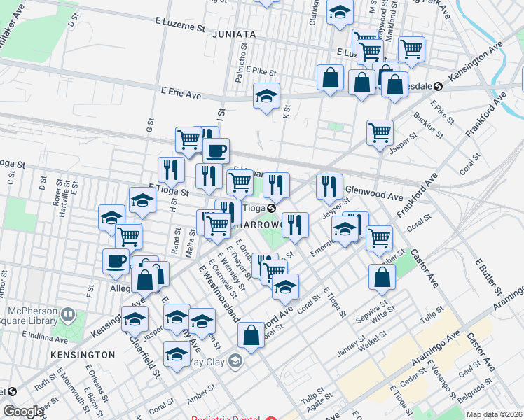 map of restaurants, bars, coffee shops, grocery stores, and more near in Philadelphia