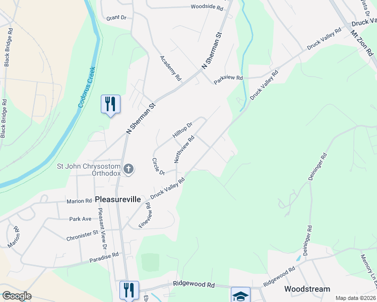 map of restaurants, bars, coffee shops, grocery stores, and more near 1710 Northview Road in York