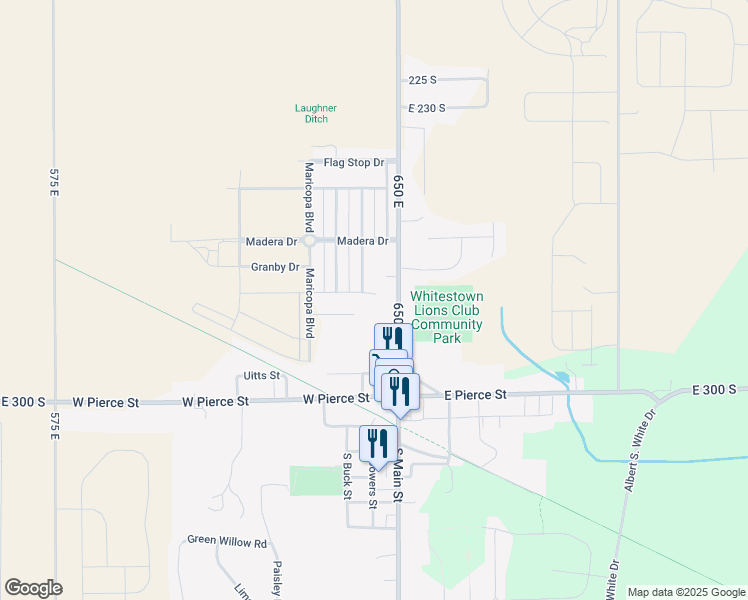 map of restaurants, bars, coffee shops, grocery stores, and more near 6463 Wasco Drive in Whitestown