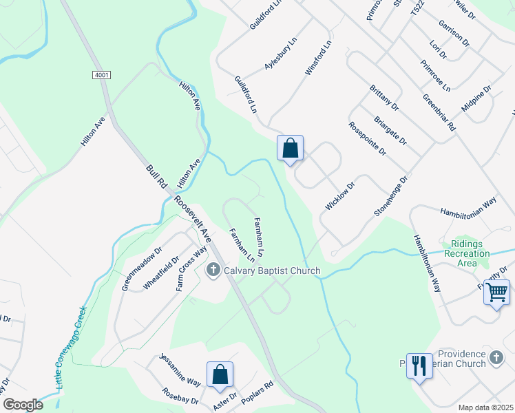 map of restaurants, bars, coffee shops, grocery stores, and more near 2758 Farnham Lane in York