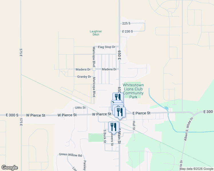 map of restaurants, bars, coffee shops, grocery stores, and more near 6437 Wasco Drive in Whitestown