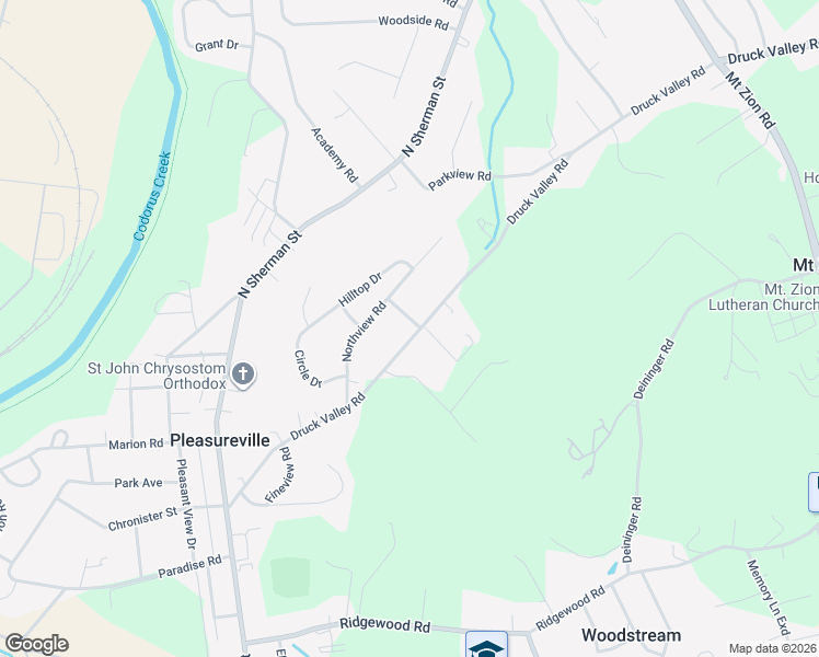 map of restaurants, bars, coffee shops, grocery stores, and more near 1751 Druck Valley Road in York