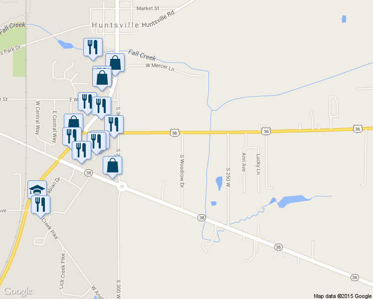 map of restaurants, bars, coffee shops, grocery stores, and more near 7228 South Woodrow Drive in Pendleton